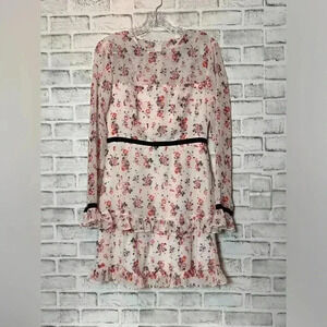 Lulu's Floral to See White Floral Print Long Sleeve Mini Dress‎ Size Medium cute